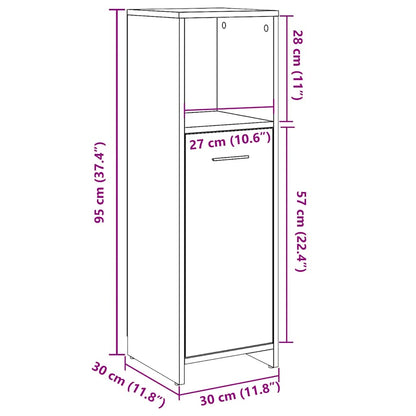 vidaXL Meuble de salle de bain gris béton 30x30x95 cm Bois d'ingénierie