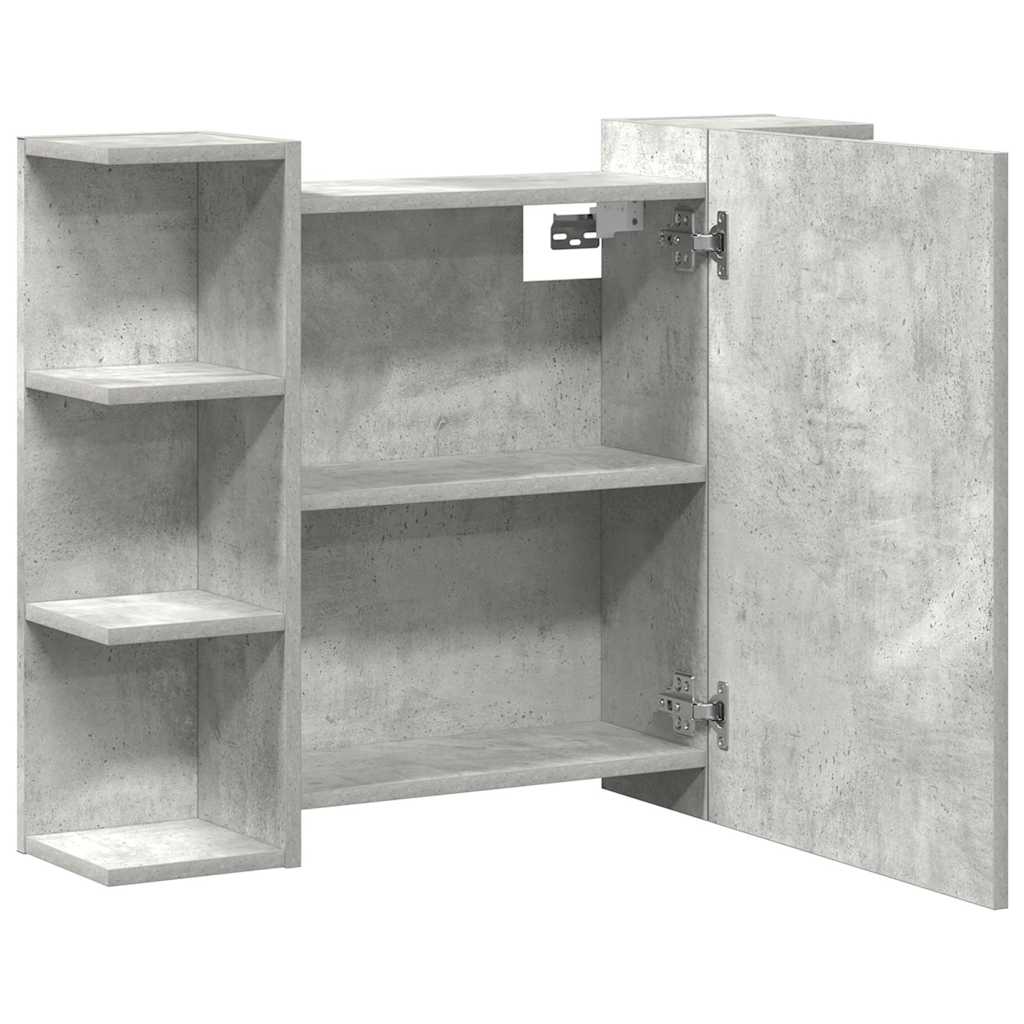 vidaXL Bad-Spiegelschrank Betongrau 80x20,5x64 cm Holzwerkstoff