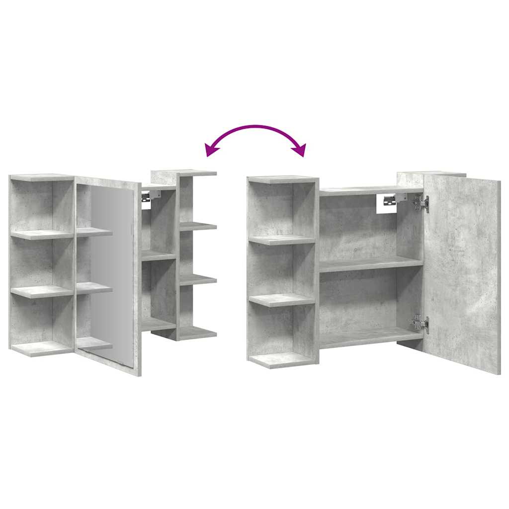 vidaXL Bad-Spiegelschrank Betongrau 80x20,5x64 cm Holzwerkstoff