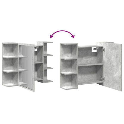 vidaXL Bad-Spiegelschrank Betongrau 80x20,5x64 cm Holzwerkstoff