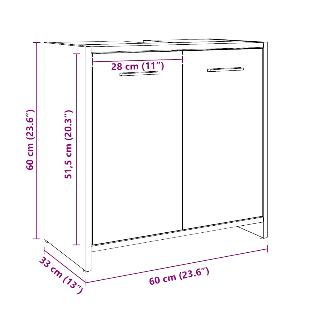 Waschbeckenunterschrank Artisan-Eiche 60x33x60 cm