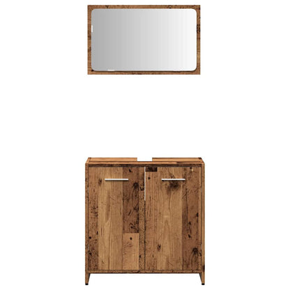 vidaXL Badschrank mit Spiegel Altholz-Optik Holzwerkstoff