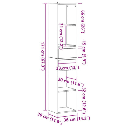 vidaXL Bücherregal Altholz-Optik 36x30x171 cm Holzwerkstoff