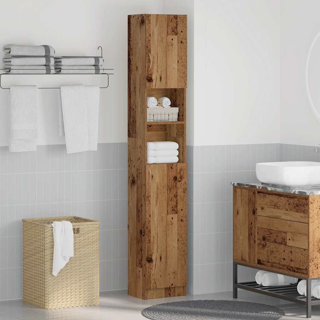 vidaXL Badschrank Altholz-Optik 32x25,5x190 cm Holzwerkstoff
