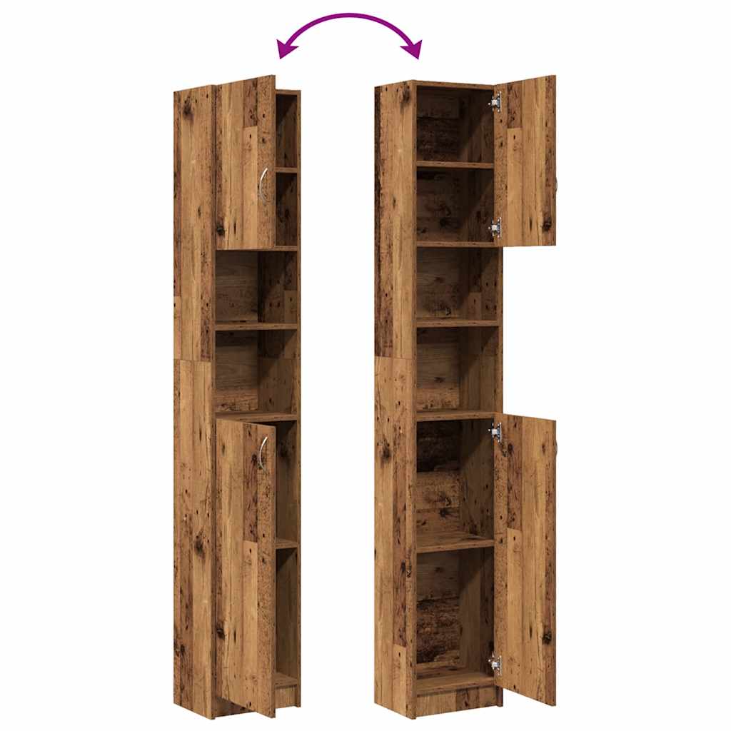 vidaXL Badschrank Altholz-Optik 32x25,5x190 cm Holzwerkstoff