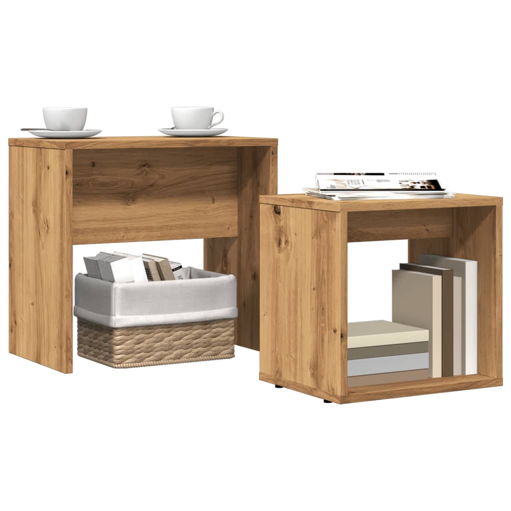 vidaXL Tables gigognes 2 pcs Chêne artisannel Bois d'ingénierie