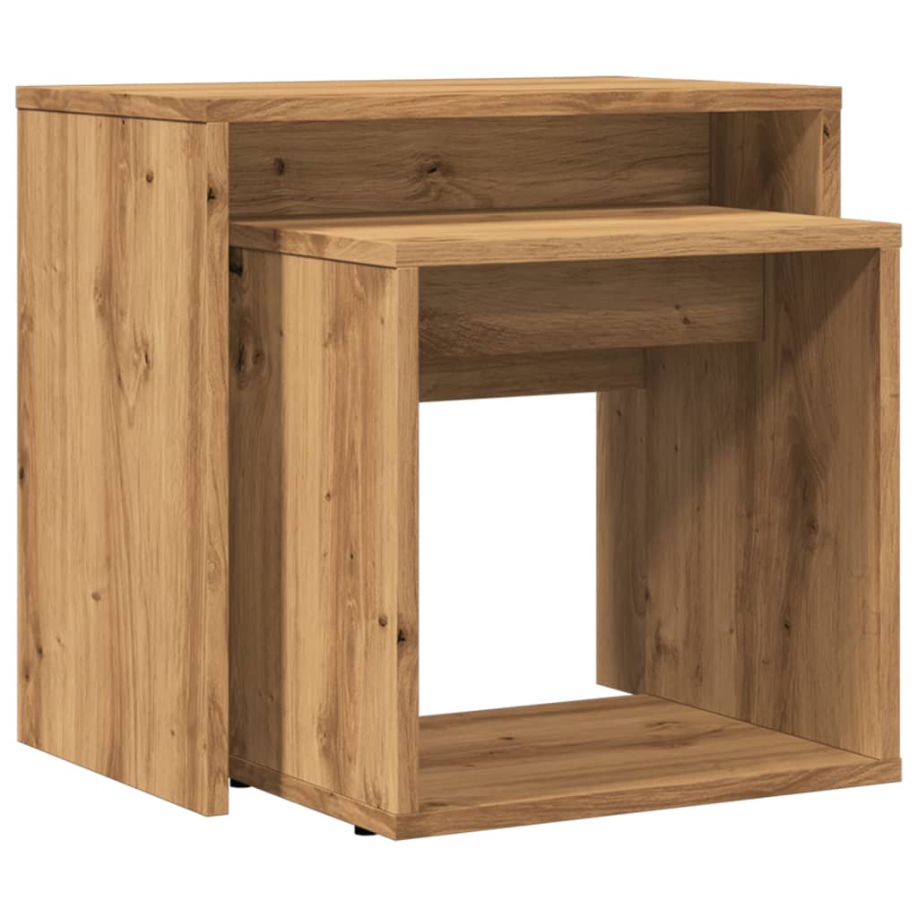 vidaXL Tables gigognes 2 pcs Chêne artisannel Bois d'ingénierie