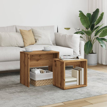 vidaXL Tables gigognes 2 pcs Chêne artisannel Bois d'ingénierie