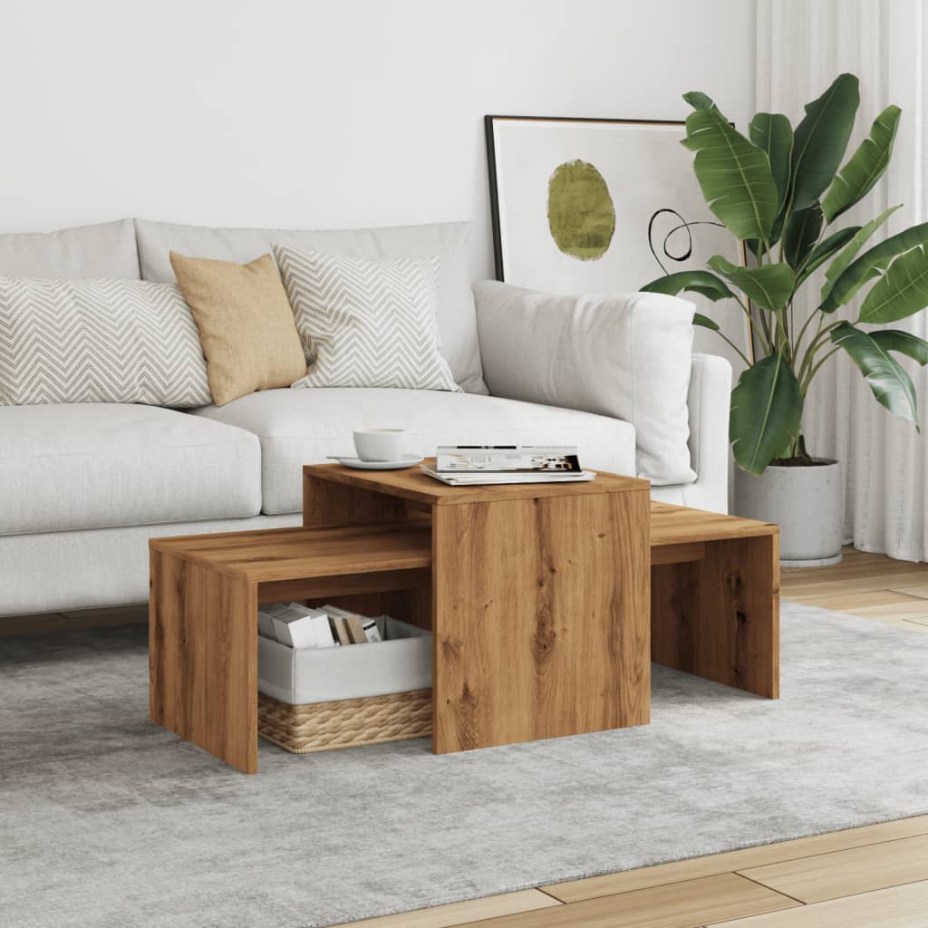 vidaXL Table basse chêne artisan 100x48x40 cm, bois d'ingénierie