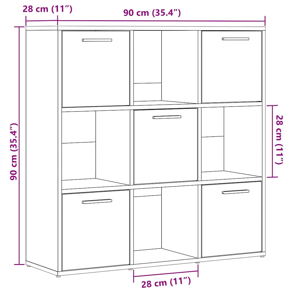 vidaXL Étagère à livres aspect bois de récupération 90x28x90 cm Bois d'ingénierie