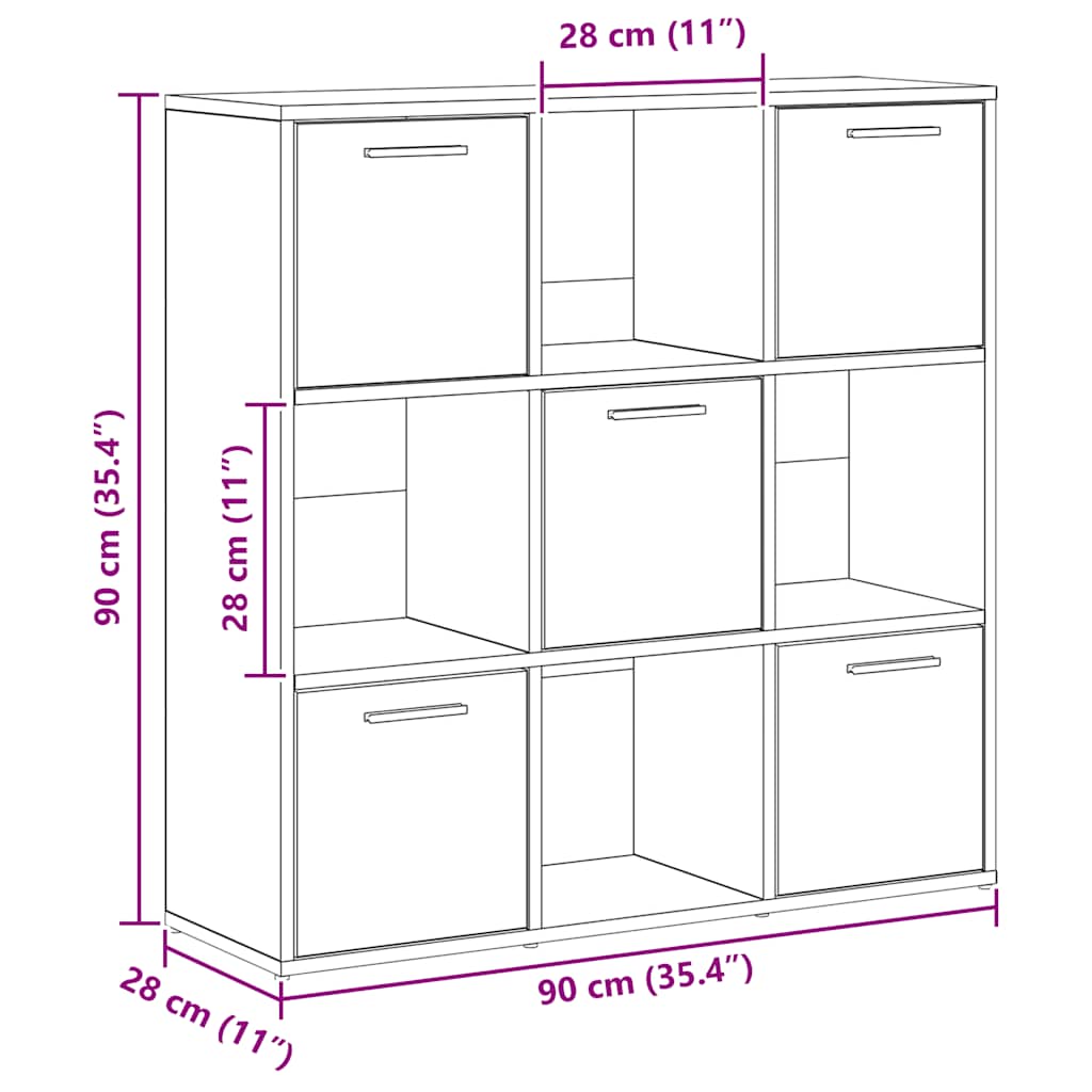 vidaXL Bibliothèque chêne artisan 90x28x90 cm bois d'ingénierie