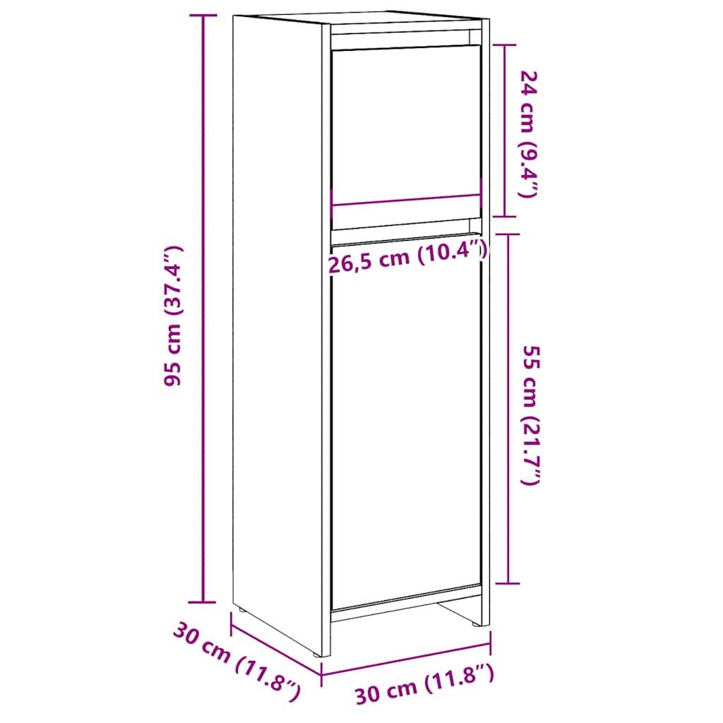 vidaXL Meuble de salle de bain gris béton 30x30x95 cm Bois d'ingénierie