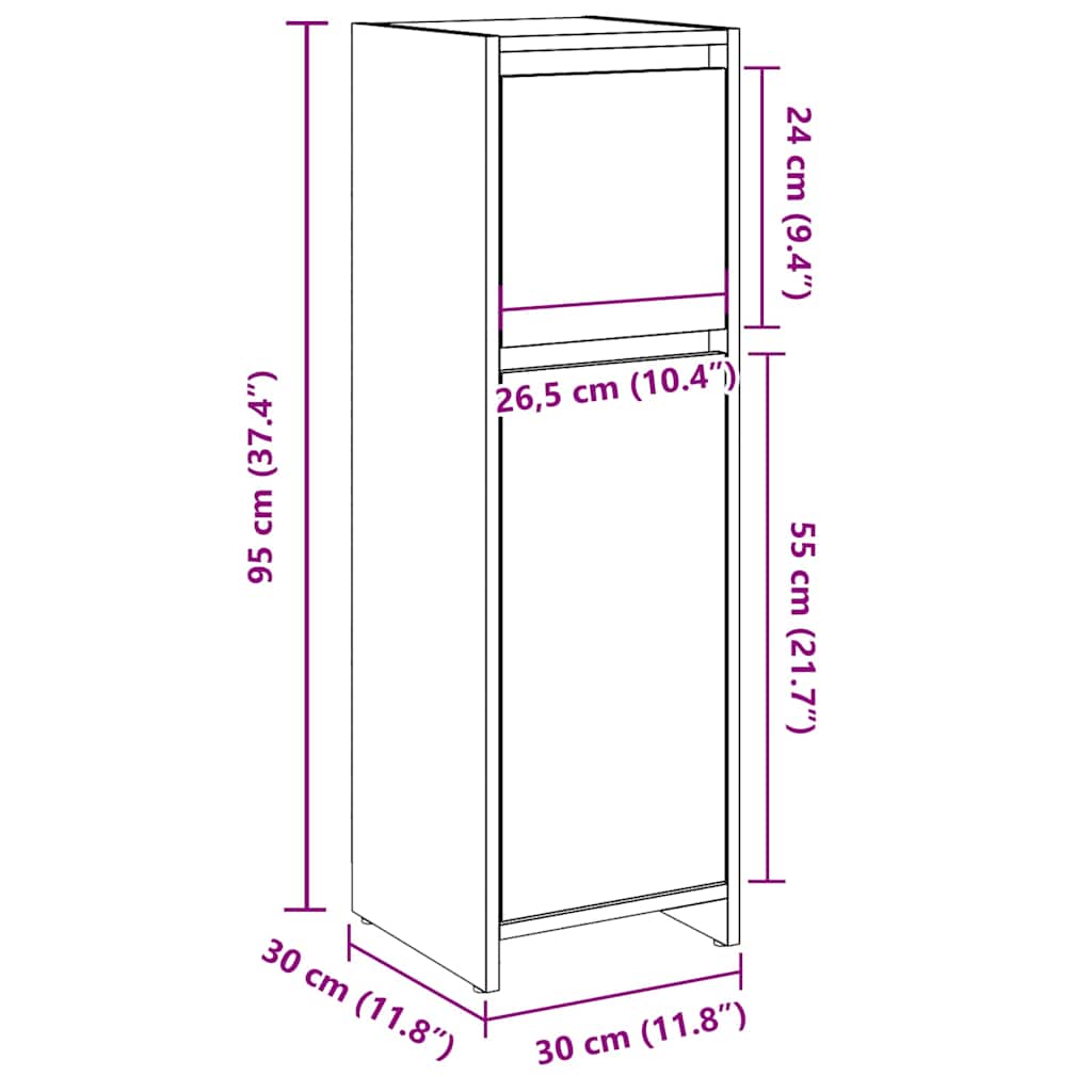 vidaXL Badschrank Altholz-Optik 30x30x95 cm Holzwerkstoff