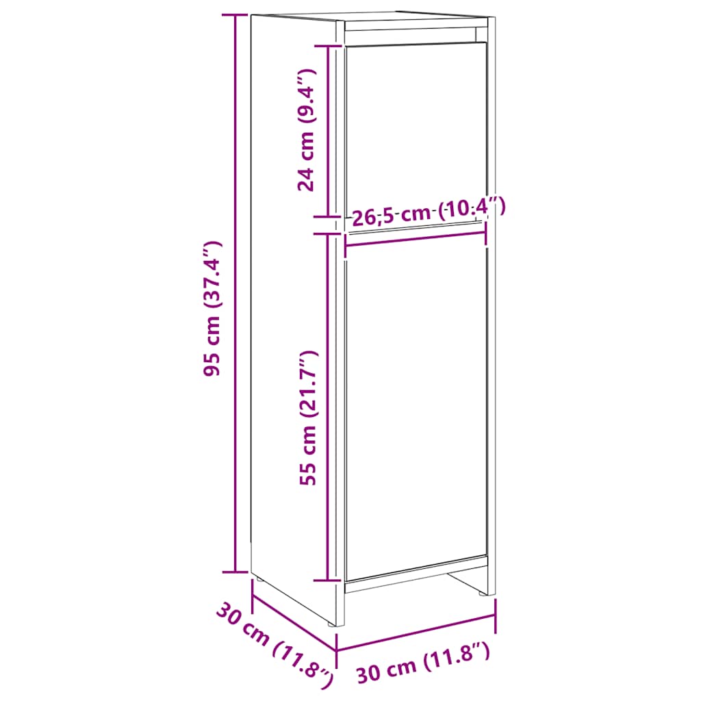 vidaXL Meuble de salle de bain chêne artisan 30x30x95 cm en bois d'ingénierie