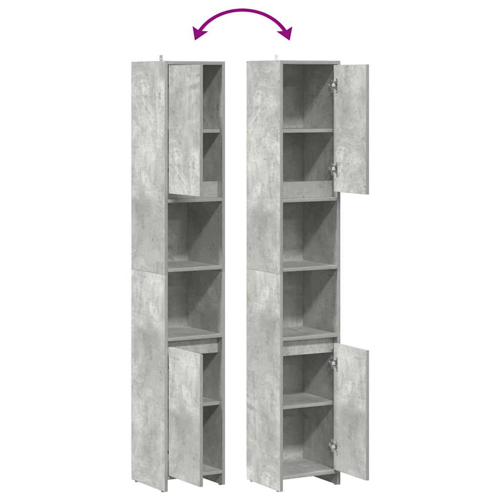 vidaXL Badezimmerschrank Betongrau 30x30x183,5 cm Holzwerkstoff
