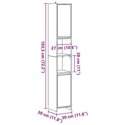 vidaXL Badezimmerschrank Betongrau 30x30x183,5 cm Holzwerkstoff