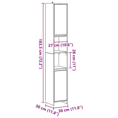 vidaXL Meuble de salle de bain chêne artisan 30x30x183,5 cm en bois d'ingénierie