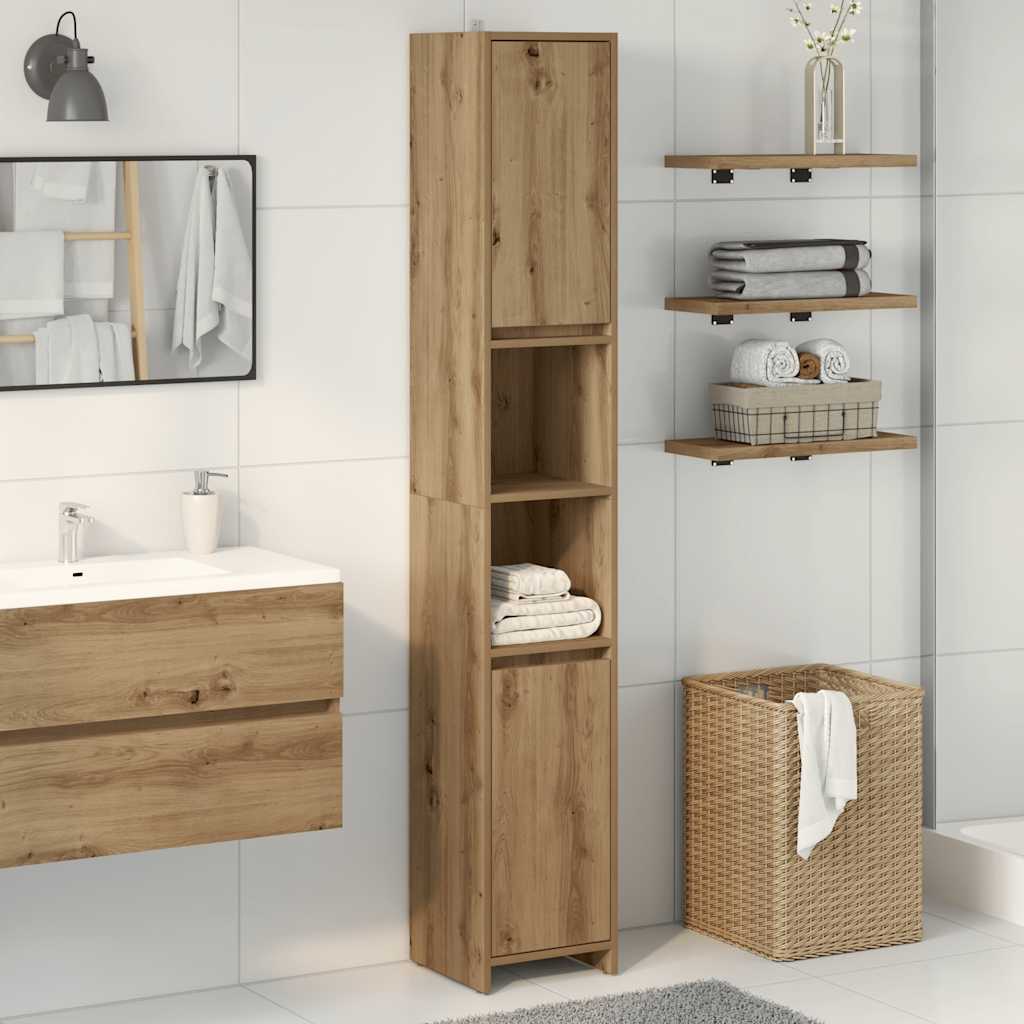 vidaXL Meuble de salle de bain chêne artisan 30x30x183,5 cm en bois d'ingénierie