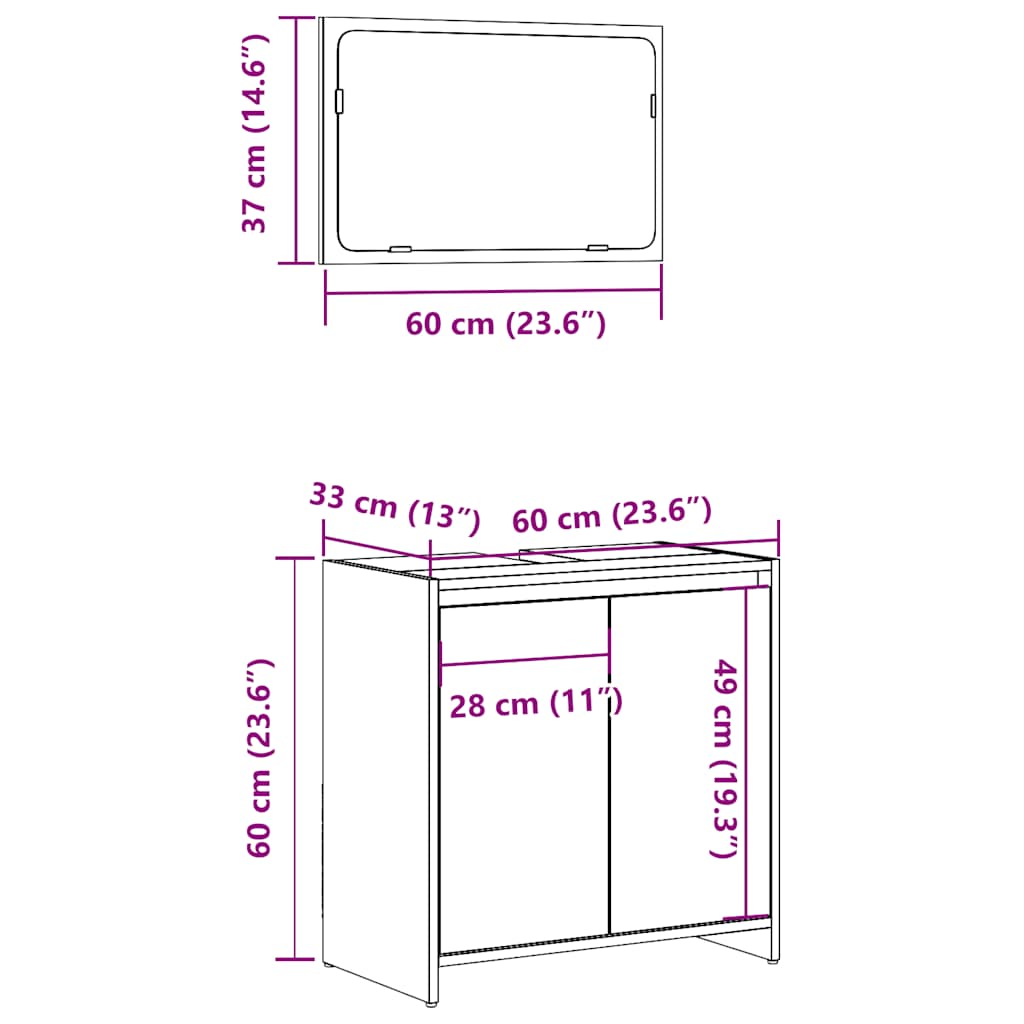 vidaXL Ensemble de meubles de salle de bain 2 pcs aspect bois récupéré bois d'ingénierie