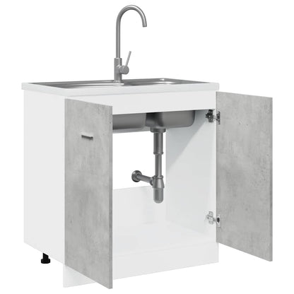 vidaXL Spülenunterschrank Lyon Betongrau 80x46x81,5 cm Holzwerkstoff