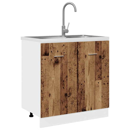vidaXL Meuble sous-évier Lyon aspect vieux bois 80x46x81,5 cm bois d'ingénierie
