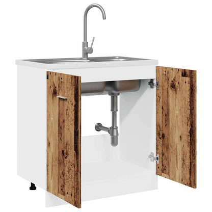vidaXL Meuble sous-évier Lyon aspect vieux bois 80x46x81,5 cm bois d'ingénierie