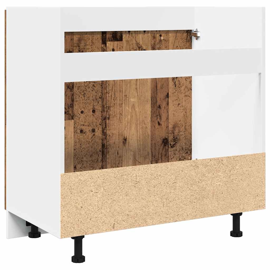 vidaXL Meuble sous-évier Lyon aspect vieux bois 80x46x81,5 cm bois d'ingénierie
