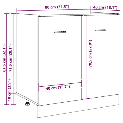 vidaXL Spülenunterschrank Lyon Artisan-Eiche 80x46x81,5 cm Holzwerkstoff