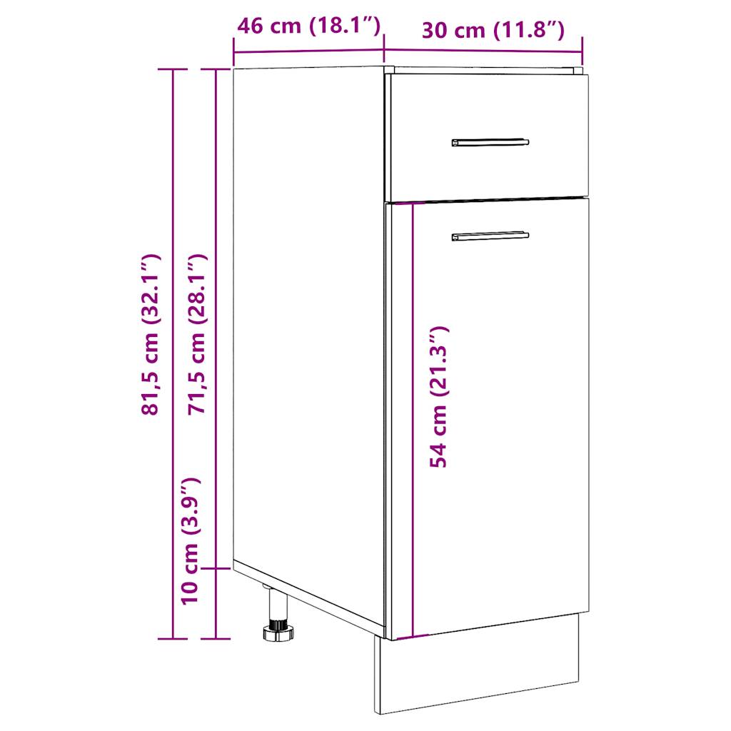 vidaXL Schubunterschrank Lyon Altholz-Optik 30x46x81,5 cm Holzwerkstoff