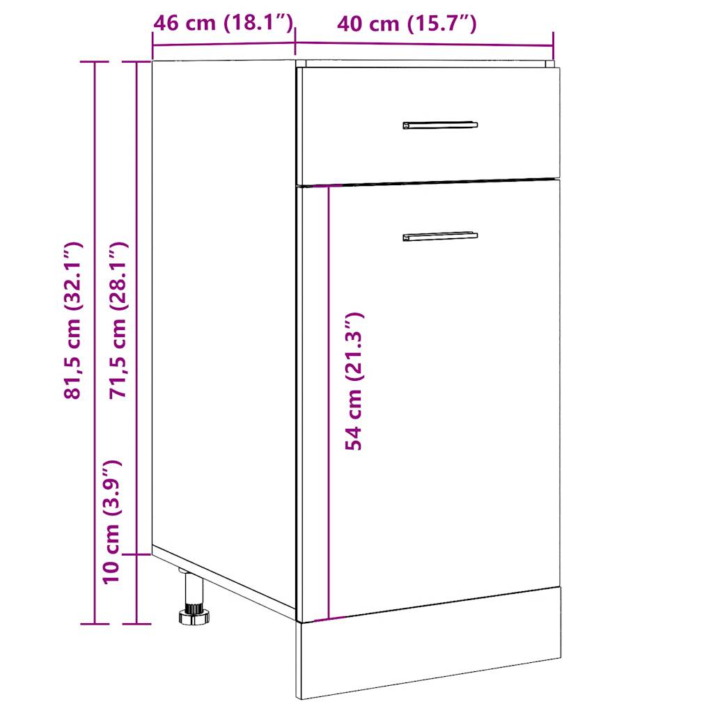 vidaXL Schubunterschrank Lyon Altholz-Optik 40x46x81,5 cm Holzwerkstoff