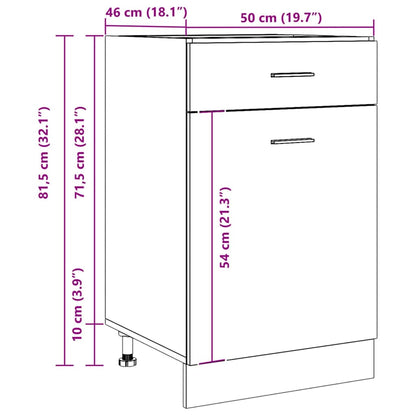vidaXL Schubunterschrank Lyon Artisan-Eiche 50x46x81,5 cm Holzwerkstoff