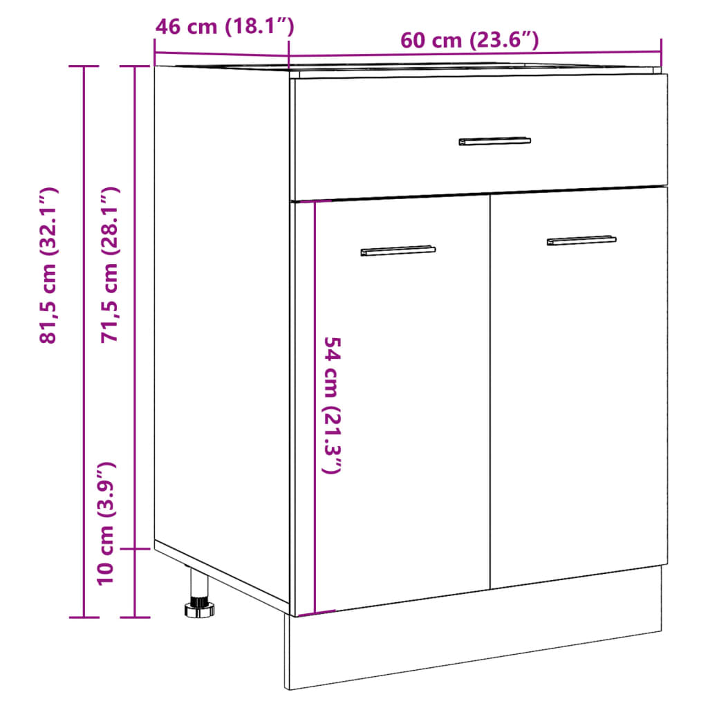 vidaXL Unterschrank Lyon Altholz-Optik 60x46x81,5 cm Holzwerkstoff