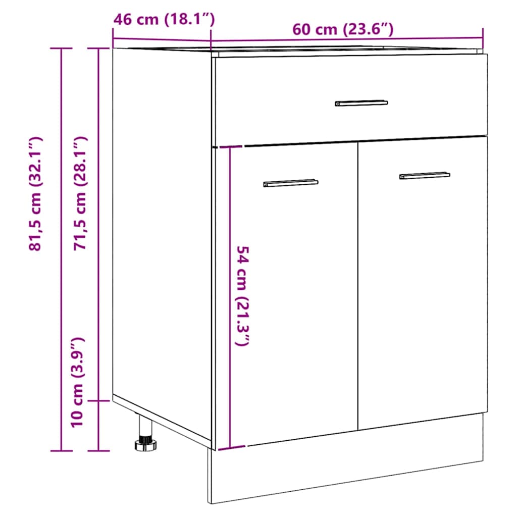 vidaXL Unterschrank Lyon Artisan-Eiche 60x46x81,5 cm Holzwerkstoff