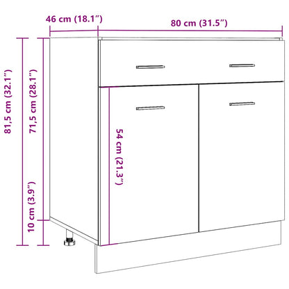 vidaXL Schubunterschrank Lyon Betongrau 80x46x81,5 cm Holzwerkstoff