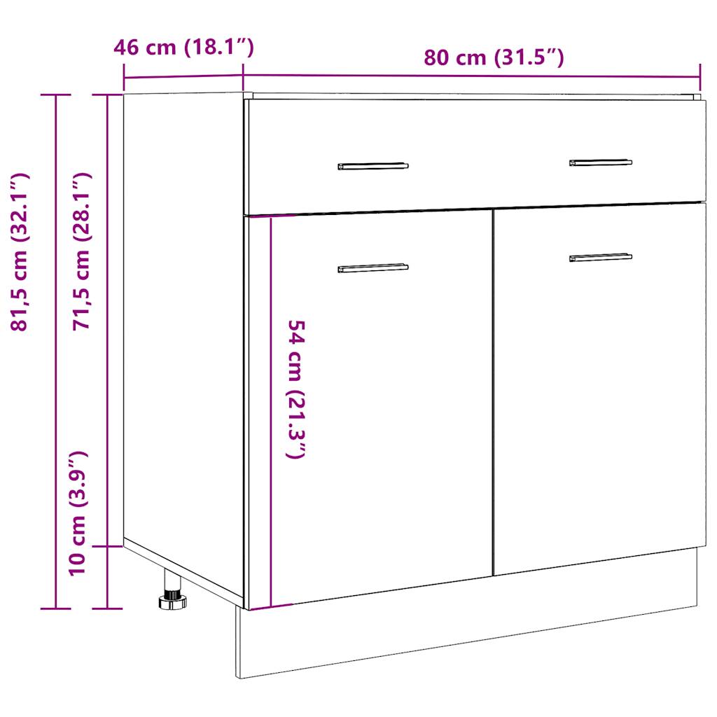 vidaXL Schubunterschrank Lyon Altholz-Optik 80x46x81,5 cm Holzwerkstoff