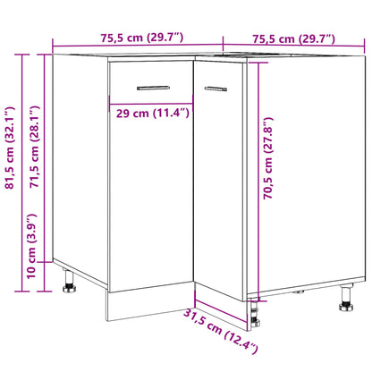 vidaXL Küchenschrank Lyon Altholz-Optik 75,5x75,5x81,5 cm Holzwerkstoff