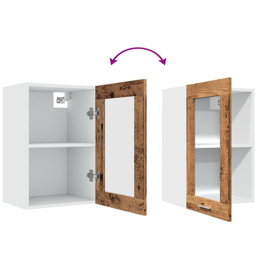 vidaXL Hängeschrank Lyon Glas Altholz-Optik 40x31x60 cm Holzwerkstoff
