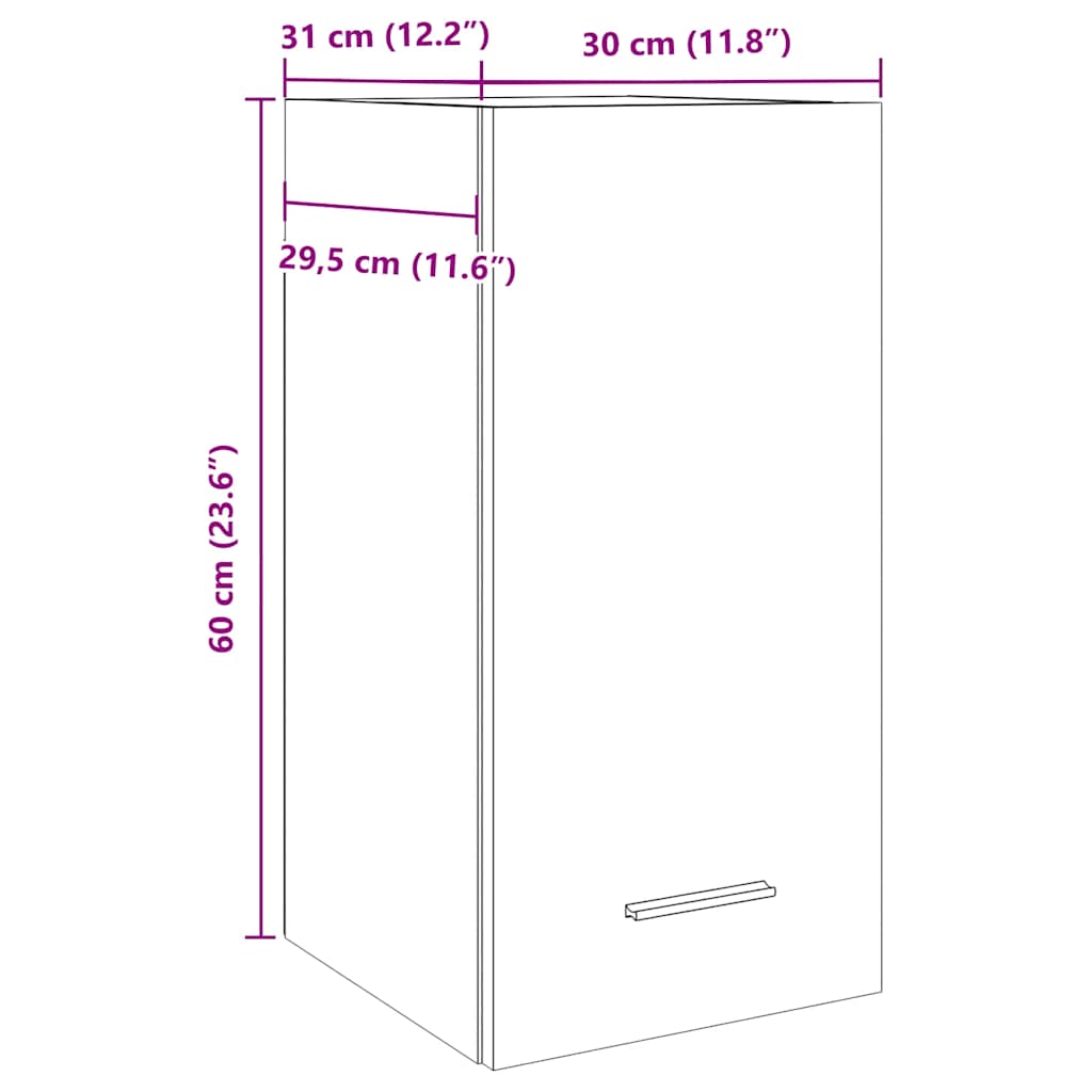 vidaXL Hängeschrank Lyon Betongrau 30x31x60 cm Holzwerkstoff
