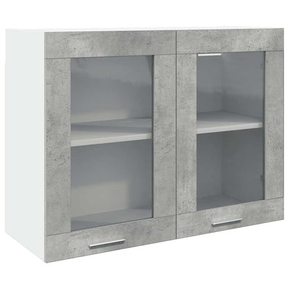 vidaXL Hängeglasschrank Lyon Betongrau 80x31x60 cm