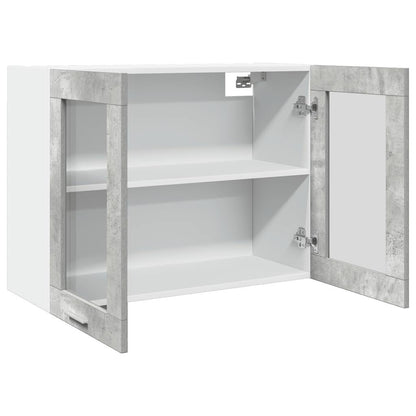 vidaXL Hängeglasschrank Lyon Betongrau 80x31x60 cm