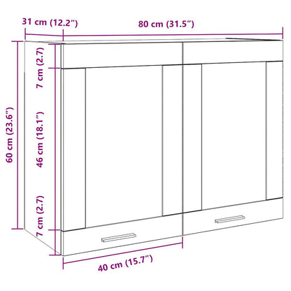 vidaXL Hängeglasschrank Lyon Betongrau 80x31x60 cm