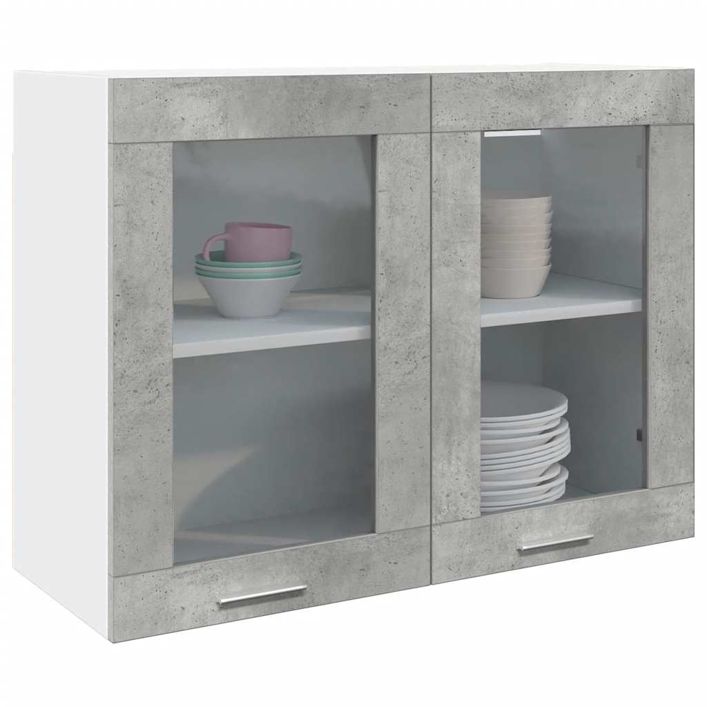 vidaXL Hängeglasschrank Lyon Betongrau 80x31x60 cm
