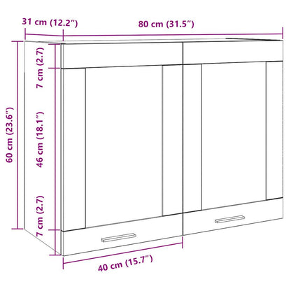vidaXL Hängeglasschrank Lyon Artisan-Eiche 80x31x60 cm Holzwerkstoff