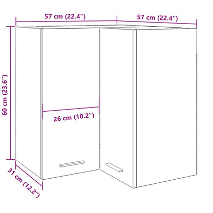vidaXL Eck-Hängeschrank Lyon Altholz-Optik 57x57x60 cm Holzwerkstoff
