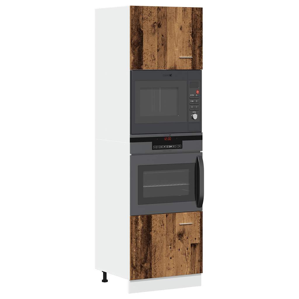 vidaXL Mikrowellenschrank Lyon Altholz-Optik 60x57x207 cm Holzwerkstoff