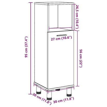 vidaXL Badezimmerschrank Betongrau 30x30x95 cm Holzwerkstoff