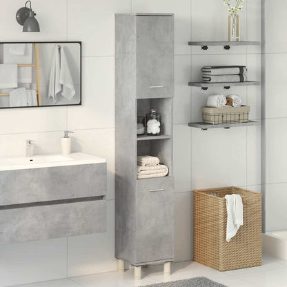 vidaXL Armoire de salle de bain gris béton 30x30x179 cm en bois d'ingénierie
