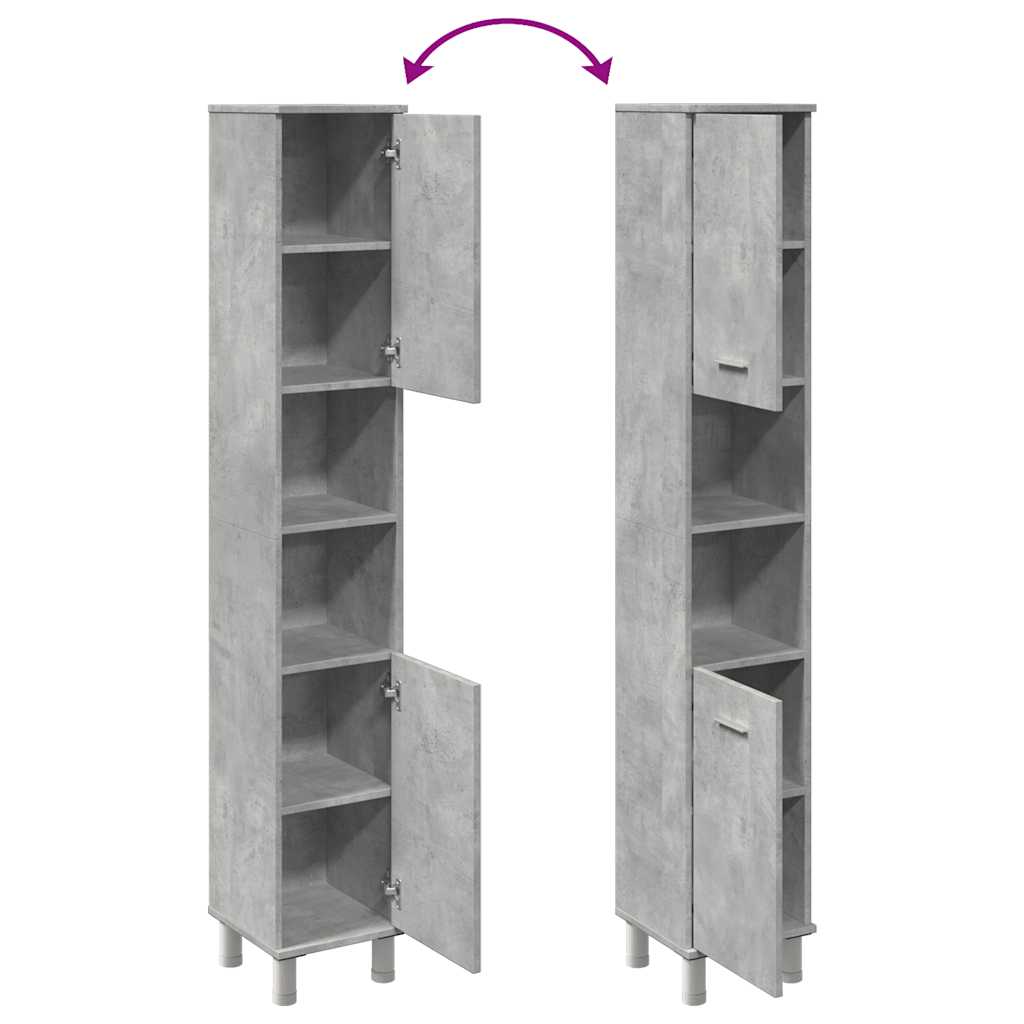 vidaXL Armoire de salle de bain gris béton 30x30x179 cm en bois d'ingénierie