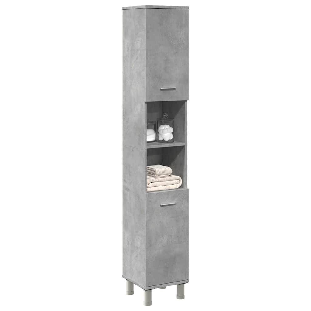 vidaXL Armoire de salle de bain gris béton 30x30x179 cm en bois d'ingénierie
