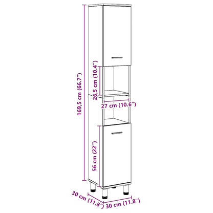 Badschrank Artisan-Eiche 30x30x179 cm Holzwerkstoff